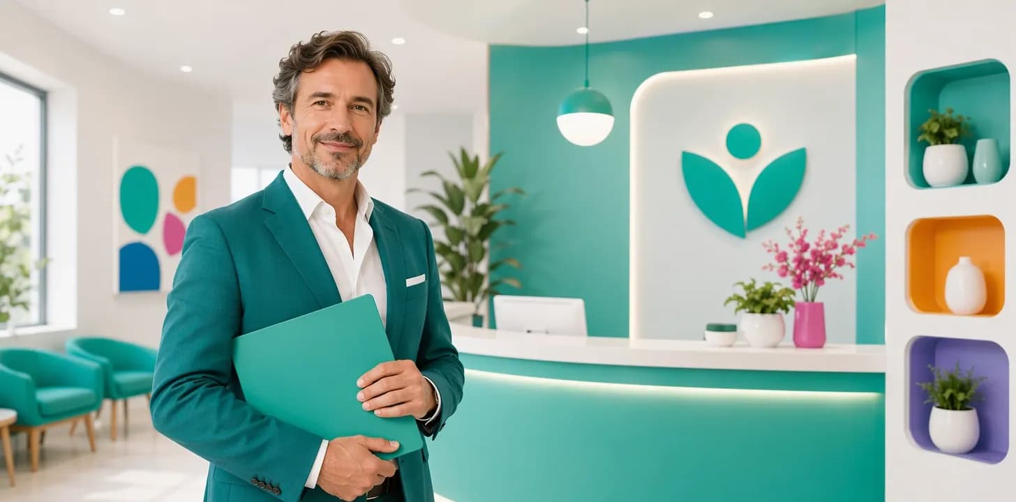 Direttore sanitario che prepara la documentazione per l'accreditamento di un ambulatorio medico