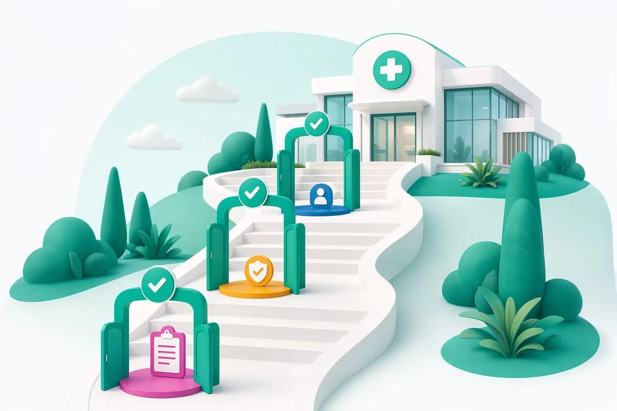 Percorso a tre tappe dell'accreditamento sanitario: autorizzazione, accreditamento e accordo con la ASL