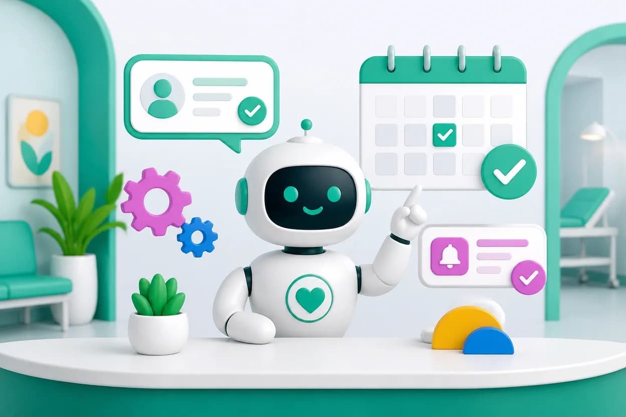 Schermata concettuale di un chatbot che gestisce prenotazione e conferma di una visita in uno studio medico