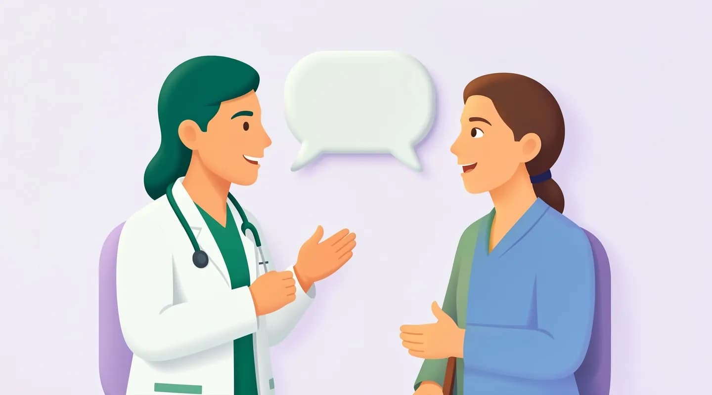 Medico che ascolta attivamente un paziente durante la comunicazione in ambulatorio