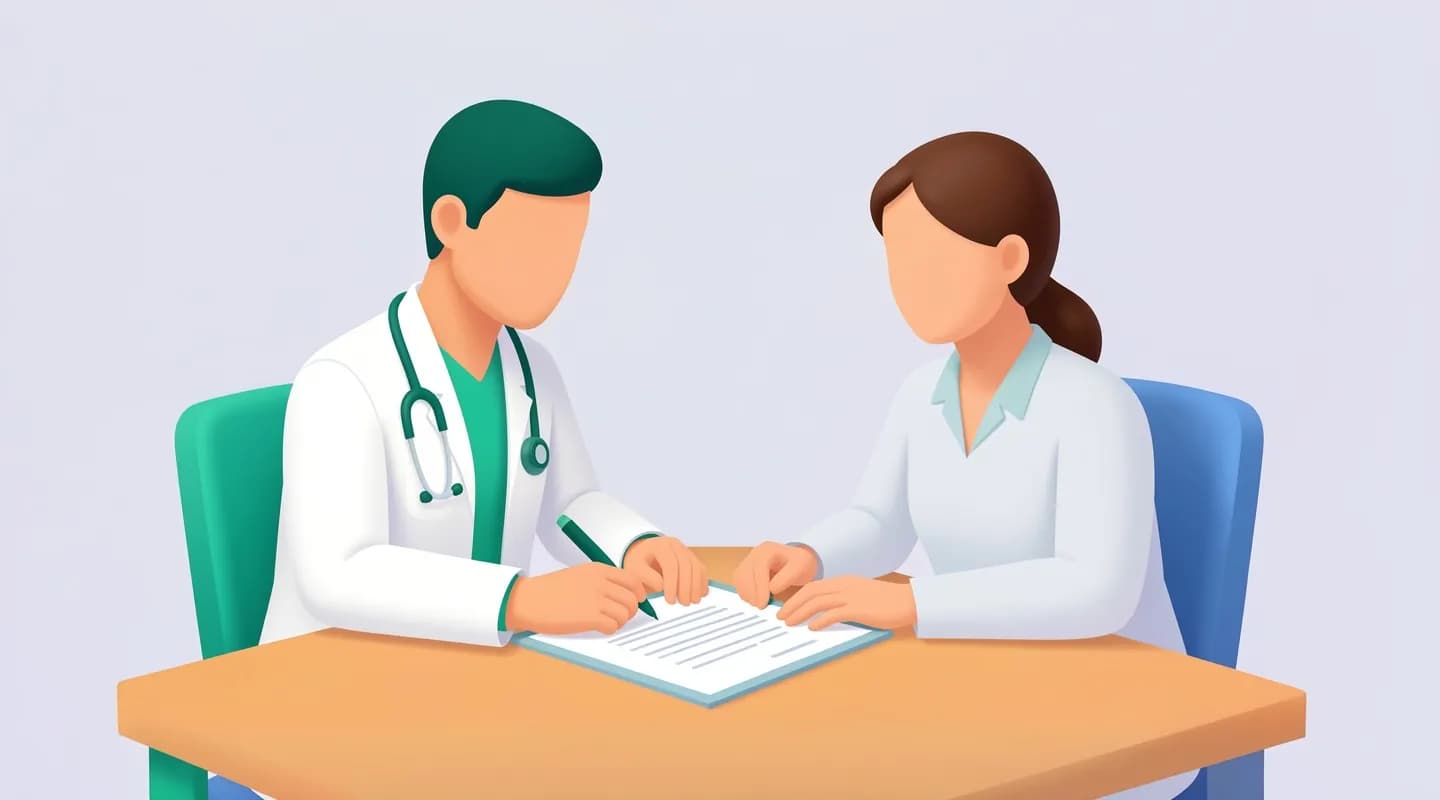 Medico e paziente che firmano insieme il consenso informato come parte della comunicazione