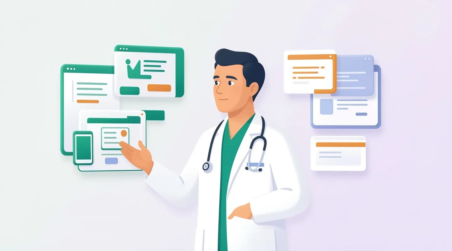 Medico che confronta diverse soluzioni di gestionale per medici su più schermi