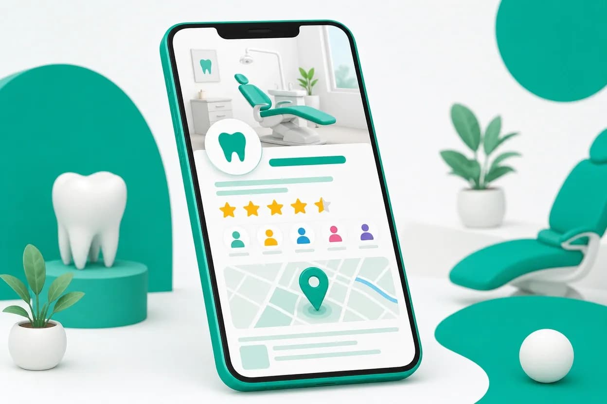Schermata di Google Business Profile e recensioni di uno studio dentistico