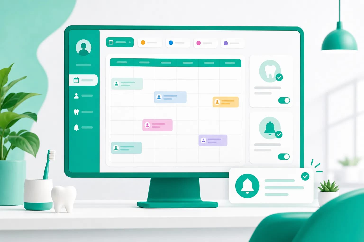 Calendario di uno studio dentistico con recall delle igieni e promemoria automatici attivi