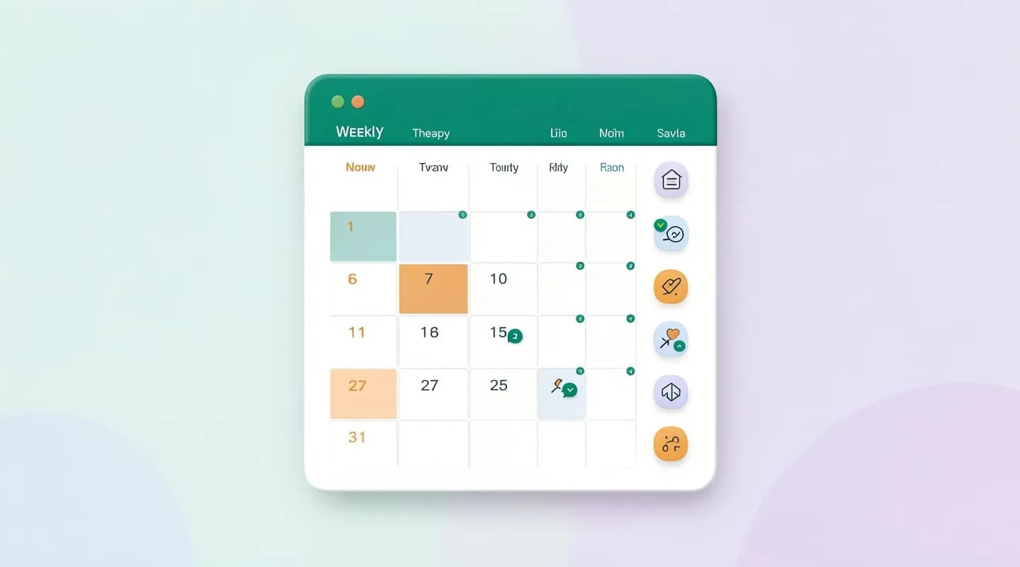 Calendario settimanale di un software per psicologi con colloqui ricorrenti e promemoria automatici