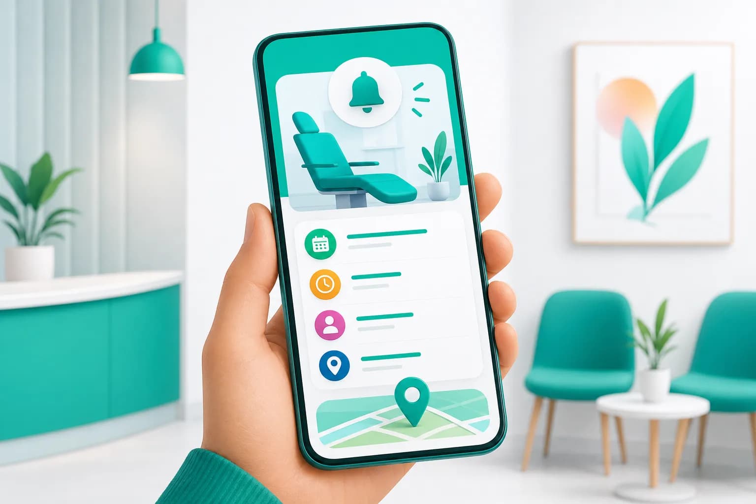 Promemoria con le indicazioni per la visita ricevuto dal paziente sullo smartphone