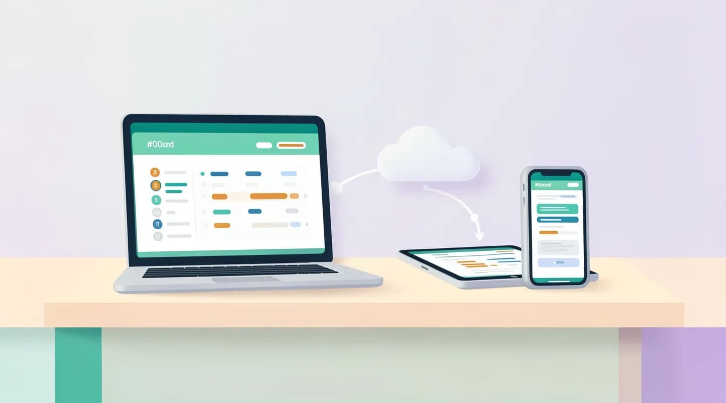 Dati dell'ambulatorio in cloud sincronizzati tra laptop, tablet e smartphone nello studio medico
