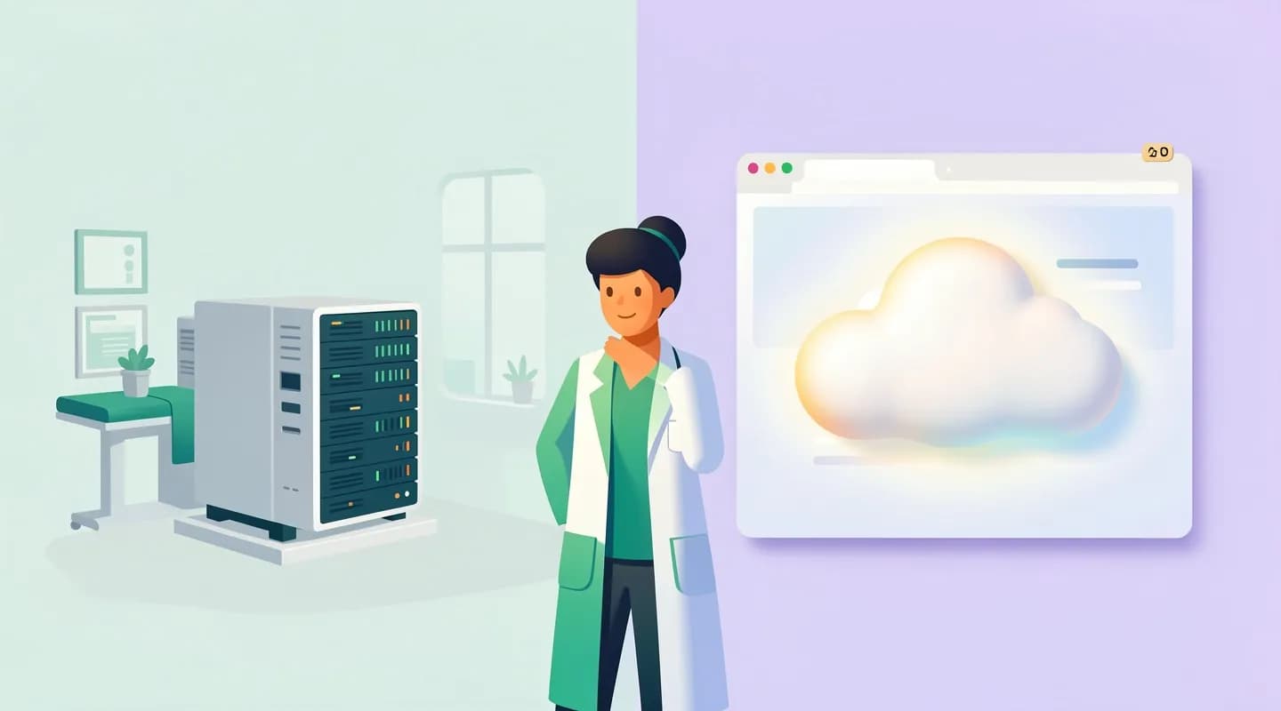 Confronto tra un server fisico in studio e un gestionale ambulatorio in cloud accessibile online