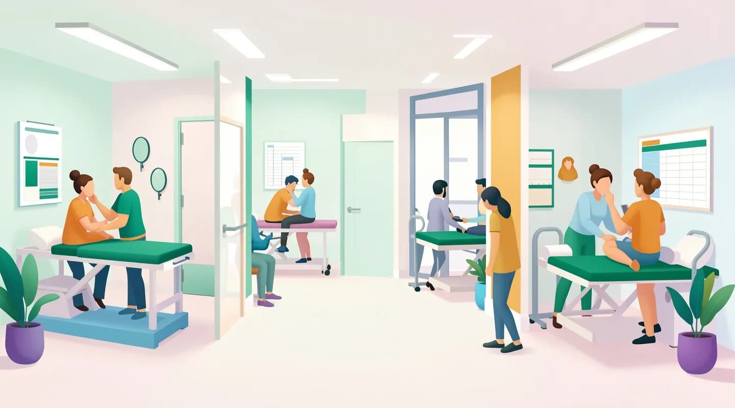 Centro di fisioterapia con più terapisti e sale, agende coordinate su un'unica schermata