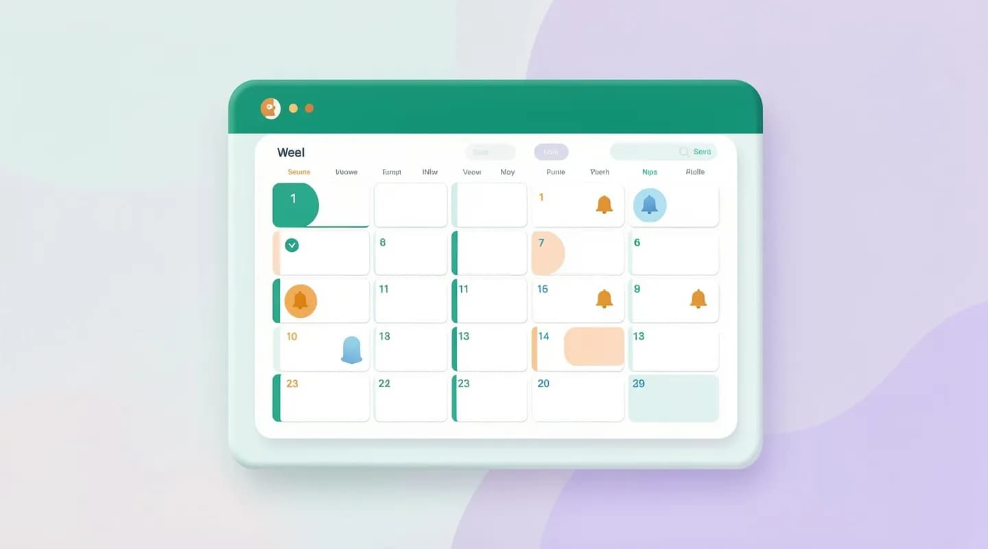 Calendario di un gestionale per fisioterapisti con cicli di sedute ricorrenti e promemoria attivi
