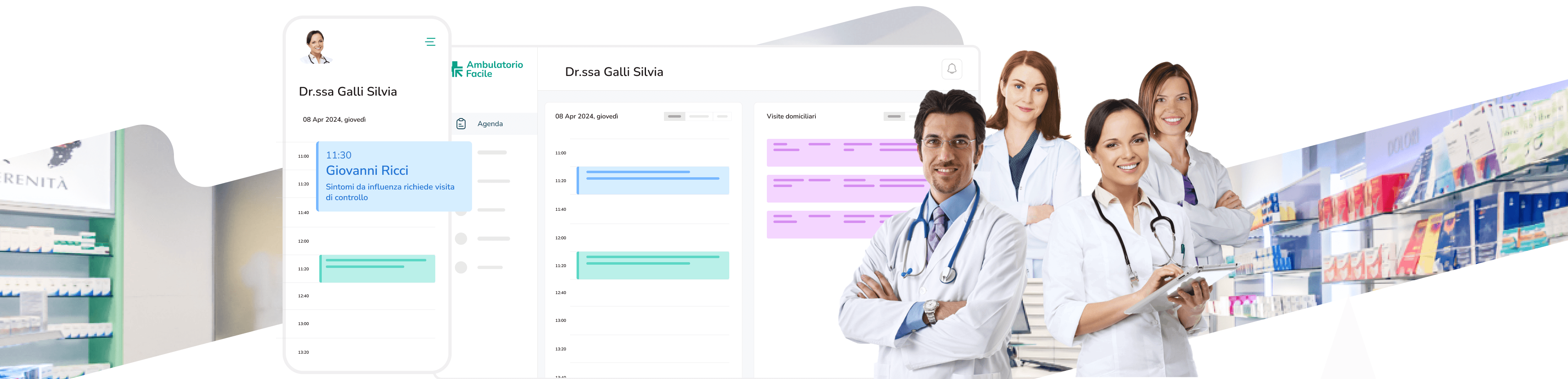 Ambulatorio Facile — Screenshot del software gestionale con agenda digitale e coordinamento personale